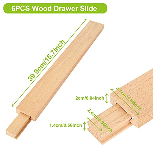 LANIAKEA 6PCS Wood Drawer Slide 16 Inches Wooden Drawer Slides Bottom Mount Center Mount Drawer Slides Replacement Part