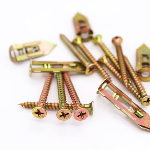 Self Drilling Drywall Anchor Kit 160PCS - Carbon Steel Zinc Plated Expansion Anchors with Self Tapping Screws AXK - size: 160PCS--2 Sizes Kit