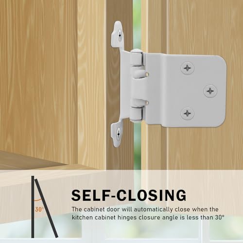 30 Pack (15 Pairs) 3/8 Inch Inset Self Closing Cabinet Hinges White - color: White, size: 30 Pack (15 Pairs)