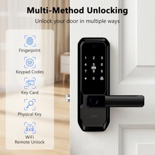 UMIKSMART WiFi Smart Door Lock with Camera, Fingerprint Keypad, App Control - color: Black