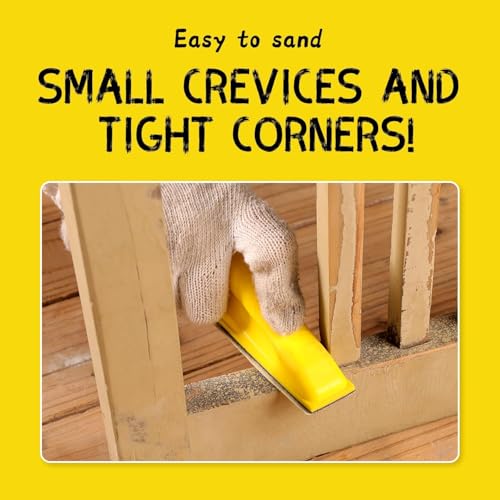 POLIWELL Micro Sander Kit 3.5” x 1” Mini Sander for Small Projects, Detail Handle Sanding Tools + Sandpaper 80 120 180 240 400 Grit for DIY Crafts Wood Finishing Tight Narrow Spaces Polishing, 50 PCS - style: 50 Pcs