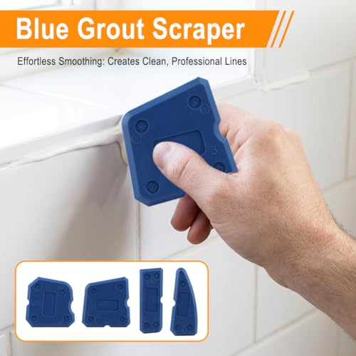 43 Pack Grout Removal Tool Kit, Tile Grout Cleaning & Caulk Remover Set with Scrapers, Saws, Blades & Gloves, Ergonomic Floor Tile Cleaning Tools for Bathroom, Kitchen, Shower