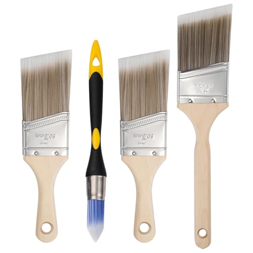 Mister Rui Paint Brushes Set, 4 Pack Angled Brushes for Trim and Wall - size: 4PCS, 0.6", 2" Short 2, 2.5"