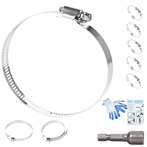 3-3/4 Inches Hose clamps, 304 Stainless Steel Worm Gear Hose Clamps,10 Pcs Fuel Line Pipe Clamps - size: 2.8 in - Φ72~95 mm