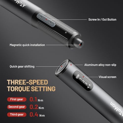 ATuMan 95 in 1 Precision Electric Screwdriver Set with 86 Magnetic Bits, 0.4N.m Torque, Visual Screen, 3-Gear Control & Magnetic Mat, Repair Tool Kit for iPhone, Laptop, Watch, Glasses - style: Electric-3- 95 in 1
