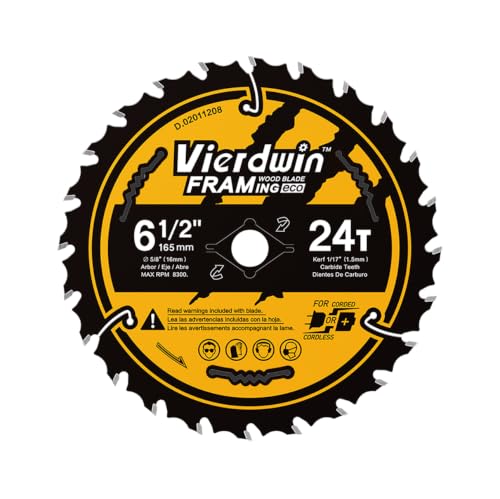 6-1/2" 24T Carbide Circular Saw Blade, 5/8" Arbor, 1-Pack for Wood - size: 6-1/2'' 24T(1pc)