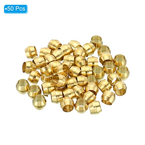 PATIKIL 4mm Tube OD Brass Compression Sleeves Ferrules, 50 Pack Brass Ferrule Fitting Brass Compression Fitting Assortment Kit for Air Water Gas Pipe - size: 4mm