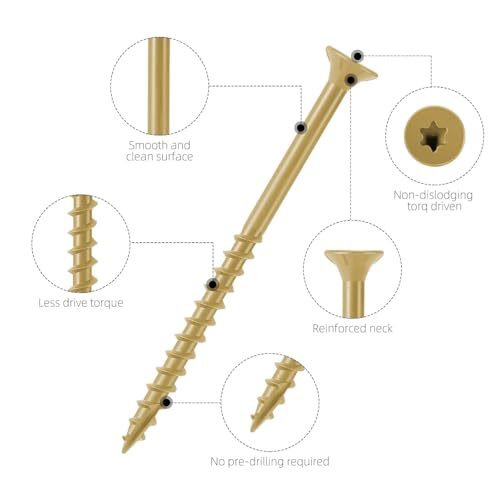 WELLOCKS #8 Deck Screws Kit, 150 PCS Tan Assortment with T25 Bit - color: 150pcs #8