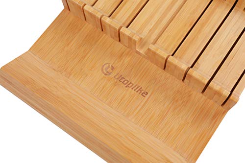 Utoplike In-drawer Knife Block Bamboo Kitchen Knives Drawer Organizer Large - color: Natural, size: 16 Holder