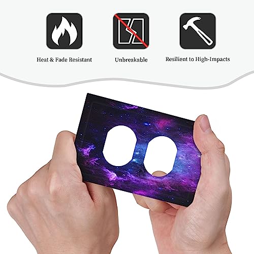 Galaxy Outer Space 1 Gang Duplex Device Wall Plate Cover Outlet Purple Nebula Light Switch Cover Universe Planet Electrical Faceplate Switchplate for Bedroom Bathroom - color: Galaxy Outer Space Purple Nebula Universe Planet, size: 1 Gang Duplex Wall Plat