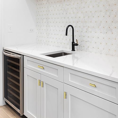Estmoon 30 Pack Brushed Brass Cabinet Knobs Gold Drawer Pulls Stainless Steel Brushed Gold Dresser Knobs for Cabinets Cupboard Bathroom Kitchen Hardware, Single Hole T Bar Pulls, 2in Overall Length - color: Brushed Brass
