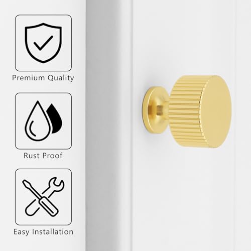 4 Pack Gold Cabinet Knobs Brushed Brass Dresser Drawer Knobs - color: Gold, size: 4 Pack