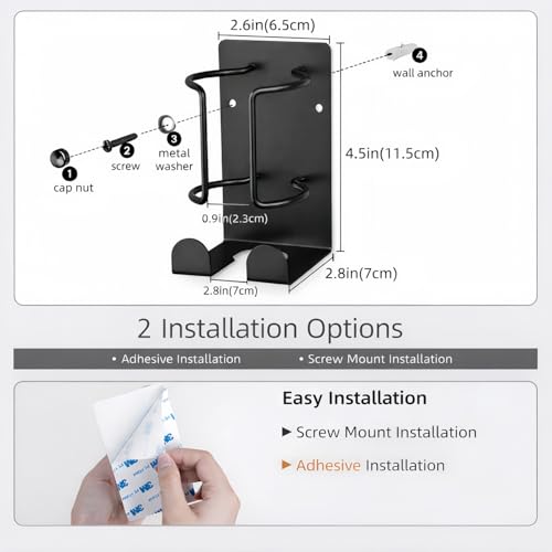 Curling Iron Holder, Hair Straightener Holder for Bathroom Storage, Flat Iron Holder Wall Mount Space Saving Hair Tool Organizer, Stainless Steel Flat Iron Holder Wall Mount, Black BANJEKT - color: Curling Iron Holder Black