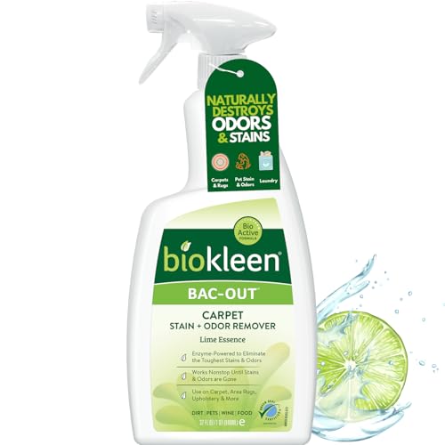 Biokleen Bac-Out Enzyme Cleaner Spray and Stain & Odor Remover for Pet Stains, Laundry, Diapers, Wine, Carpets, & More, Eco-Friendly, Non-Toxic, Lime Scent, 32 Ounces - size: 32 Fl Oz (Pack of 1)