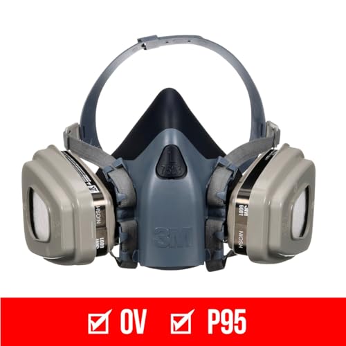 3M Professional Half Mask Organic Vapor, P95 Respirator with Cool Flow Valve, Reusable Respirator, Large