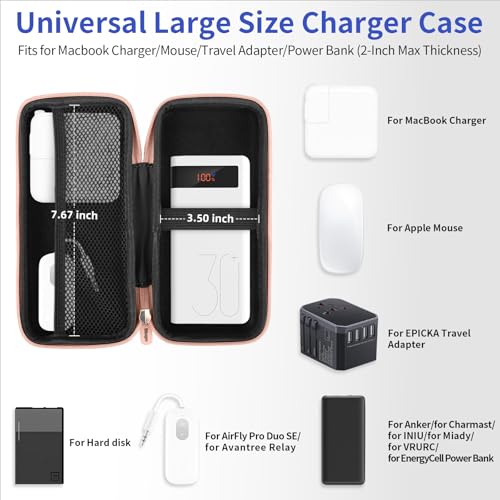 iMangoo Travel Essential Electronics Organizer Charger Case Carrying Pouch - color: Rose Gold, size: Large
