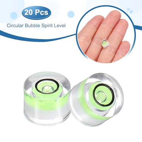 HARFINGTON 20pcs Circular Bubble Spirit Level 8x5.5mm Mini Round Bubble Spirit Level Little Measuring Layout Tools for TV Industrial Carpentry Picture Frame, Green/Black - color: Green/Black, size: 8x5.5mm