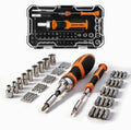 IRONCUBE Ratcheting Screwdriver Set: 56-Piece Magnetic Multi Bits Tool Kit with Case - color: Orange
