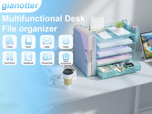 gianotter 5-Tier Desk Organizer with Drawers and File Holders - color: Blue, size: 5T