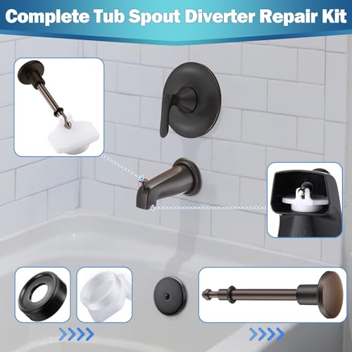 Enhon 2 Set Tub Spout Diverter Repair Kit (Oil Rubbed Bronze, Classic) | Includes 2 x Diverter Valve Stems, 2 x Cup Seals and 2 x Gates, Bathroom Shower Bathtub Leaky Faucet Repair Replacement Parts - color: Oil Rubbed Bronze