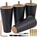 Airy Abode Premium Black Wood Furniture Legs (Full Install Kit) - Pick Your Size and Color - color: Black, size: 4 Inches