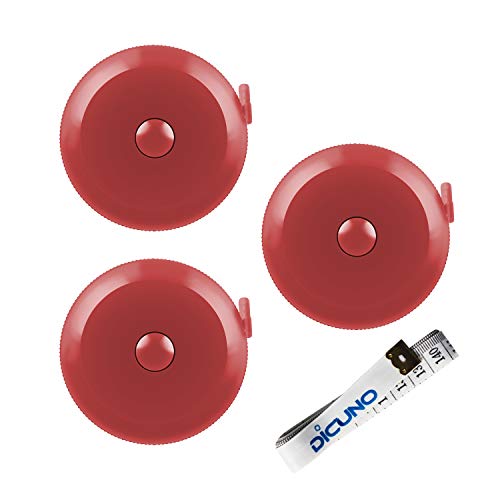 DiCUNO 3-Pack Soft Retractable Measuring Tape, 60-Inch 1.5 Meter, Red - color: Red*3pcs