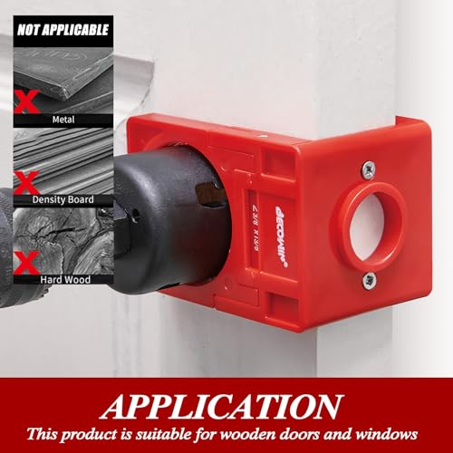 BECOWIN 1-3/8" - 1-3/4" Door Lock Installation Kit for Wood Doors Red