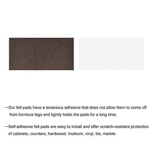 uxcell Felt Furniture Pads, 4-inch x 2-inch Self Adhesive Cuttable Anti Scratch Square Floor Protectors for Furniture Legs Hardwood Floor, Brown 8Pcs - size: 4-inch x 2-inch