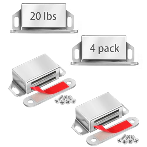 Strong Cabinet Magnets for Closure 20 lbs 4 Pack - Pet-Proof Your Closet - color: Silver, size: 20lbs x 4