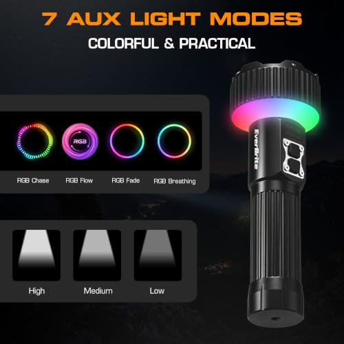 EverBrite 1700LM Rechargeable Flashlight with Spotlight, Floodlight & RGB