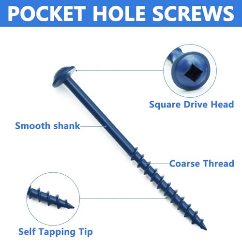 Pocket Hole Screws 660 PCS, 5 Sizes #8 x 1 to 2-1/2" Coarse Thread Wood - color: 660PCS(Blue Coated & Zinc Coated)
