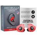 Decibullz Custom Molded Ear Plugs, 31dB NRR Shooting Ear Protection (Red) - color: Red