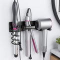 Tindbea Hair Dryer Holder Wall Mount Aluminum Alloy Hot Tools Organizer - color: Matte Black