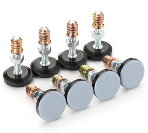 Furniture Levelers- Adjustable PTFE(Teflon) -Bottomed Pads,Table, Chair Leveling Glides, Legs-Pack of 16 with nut Inserts-Helps Furniture Slide Glides- Hardwood Floor Protectors- Leveling feet（T16）