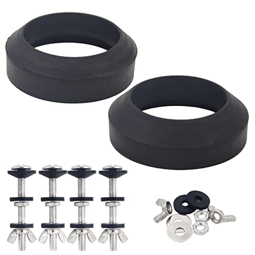 Universal Toilet Tank to Bowl Gasket Repair Kit, 2 Pcs Gasket and 4 Sets 5/16 * 3.15 inch Stainless Steel Heavy Duty Rustproof Bolt Hardware Kits,Fits 3-Inch 3.5-Inch Flush Valve Opening. - style: 2Pcs 3 inch Gasket with 4 Sets Stainless Steel Bolt Kit