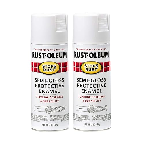 Rust-Oleum Stops Rust Spray Paint, Semi-Gloss White - color: Semi-Gloss White, size: 12 Ounce (Pack of 2)