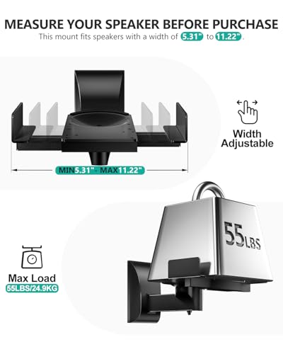 WALI Surround Sound Speaker Wall Mount with Adjustable Swivel Tilt Angle - size: Standard