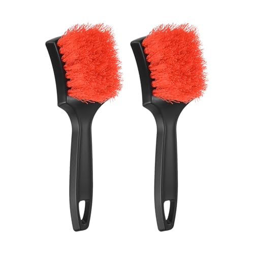 M METERXITY 2-Pack Bird Bath Cleaning Brush, 8.3 Inch Plastic Bird Bath Cleaner with Ergonomic Handle for Feeder/Fountain/Outdoor Cleaning, Utility Hard Stiff Bristle Scrub [Red] - color: Red