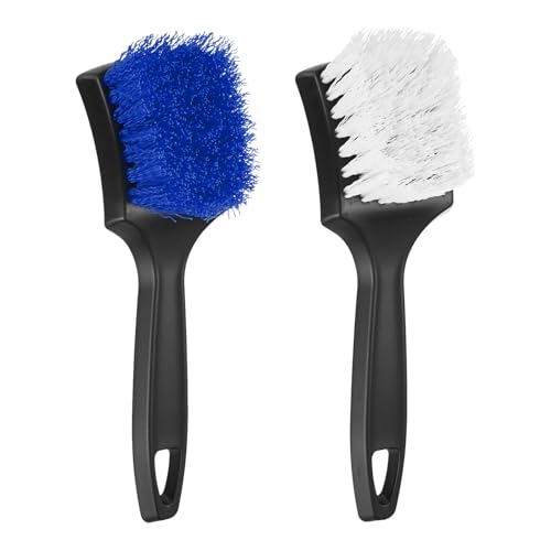 M METERXITY 2-Pack Bird Bath Cleaning Brush, 8.3 Inch Plastic Bird Bath Cleaner with Ergonomic Handle for Feeder/Fountain/Outdoor Cleaning, Utility Hard Stiff Bristle Scrub [White, Blue] - color: White, Blue
