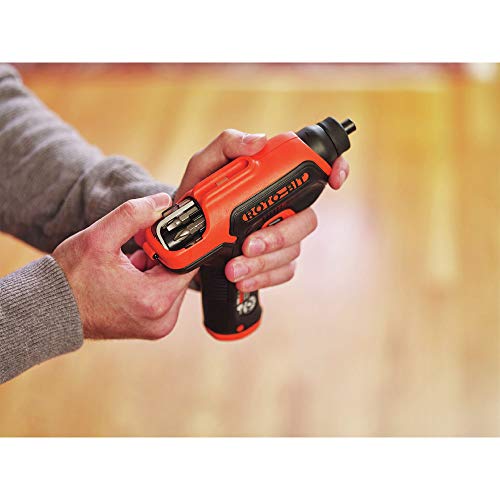 BLACK+DECKER 4V MAX Electric Screwdriver, Cordless, 180 RPM, 8 Bits With Built-In, Storage Compartment, Batteries Included (BDCS50C)