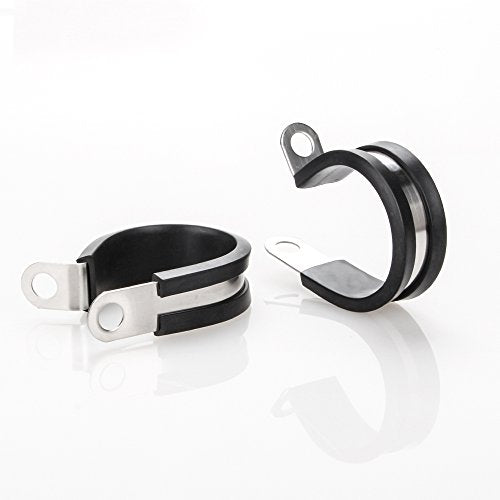LOKMAN 12 Pack 2 Inch Stainless Steel Cable Clamp, Rubber Cushioned Insulated Clamp, Conduit Wire Holder Strap Clips for Tube, Pipe, Cord Installation (2 Inch) - size: 2 Inch
