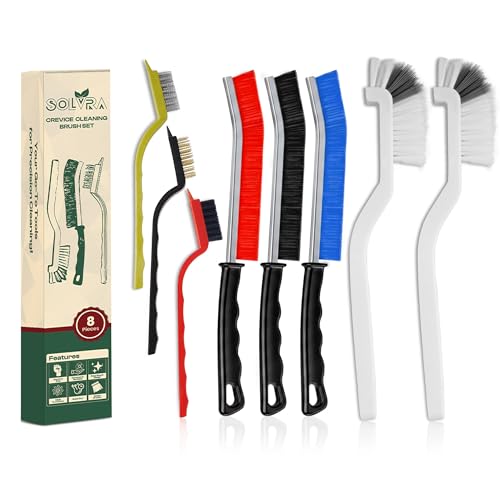 8 Pcs Crevice Cleaning Brush Set Hard Bristle Tools for Narrow Spaces - color: Pack of 8 - Assorted Colors - Set a