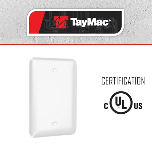 TayMac WMW-B 1-Gang White Smooth Metal Maxi Blank Wall Plate WMW-B, Outlet Cover Wall Plate with Screws, Electrical Outlet Cover Plate for 1 Device - style: White Smooth