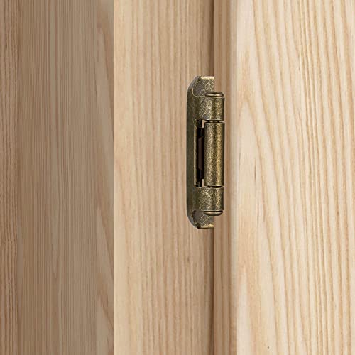 Antique Brass Kitchen Cabinet Hinges, 1/2” Overlay, 4 Pack - color: Antique Brass