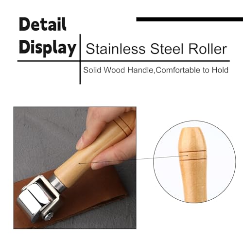 Mnuizu 26mm+60mm+100mm Leather Press Edge Roller, Brayer Rollers - color: Wood Color, size: 26mm+60mm+100mm