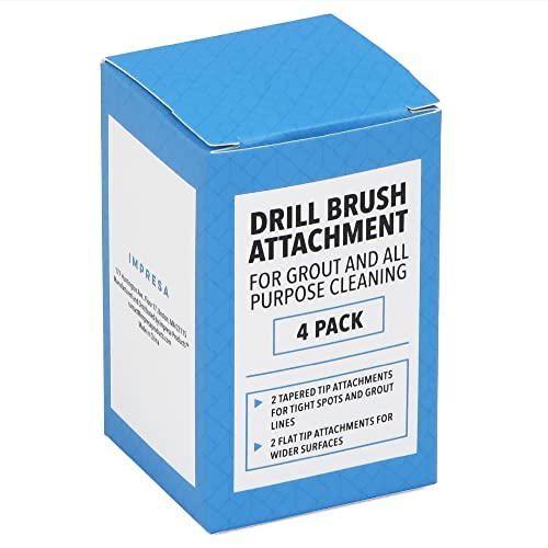 Impresa 4-Pack Drill Brush Attachment Set - Yellow, 5/8" Stiff Bristles - Efficient Cleaning, Quick-Change Shafts & Cordless Drill Fit - Versatile Tile Cleaning & Tile Grout