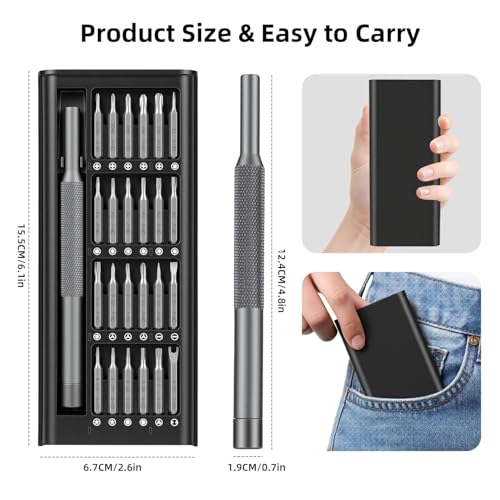 25 in 1 Precision Screwdriver Set, Magnetic Small Screwdriver Kit with 360° Rotating Cap, Mini Repair Tool Set with CR-V Bits for Phone, Laptop, Tablet, Camera, Electronics Repair - color: 25 in 1