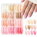 12 Color Press on Nails Medium Almond Fake Nails White Nude Pink False Nails Kit Glossy Reusable Full Cover Artificial Acrylic Stick on Nail for Women Girls Manicure 288Pcs - color: Style-26