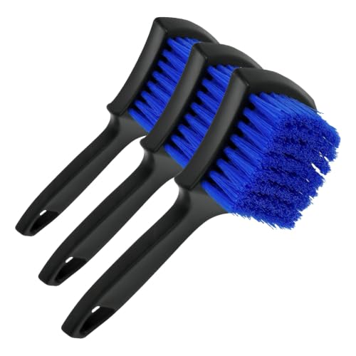 Viking Carpet Cleaning and Scrub Brush for Floor Mats, Cleaning Brush for Car Interior and Home, Black and Blue, 8.3 inch x 2.5 Inch (Pack of 3) - size: 8.3 inches x 2.5 inches (Pack of 3)
