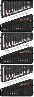 Combination Wrench Set,32-Piece Chrome Vanadium Steel Wrench Set 12-Point SAE & Metric Wrenches 1/4"-1" and 7-22mm with Rolling Pouch (Pack of 3) - size: (Pack of 3)